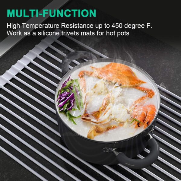 Roll Up Dish Drying Rack, Over The Sink Dish Drying Rack Kitchen Rolling Dish Drainer, Foldable Sink Rack Mat Stainless Steel Wi - Image 3