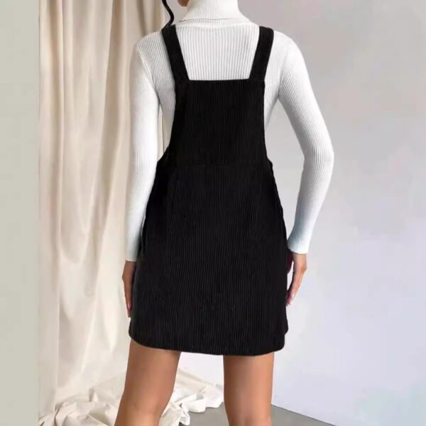 Corduroy loose sleeveless slip dress Solid color slip dress - Image 4