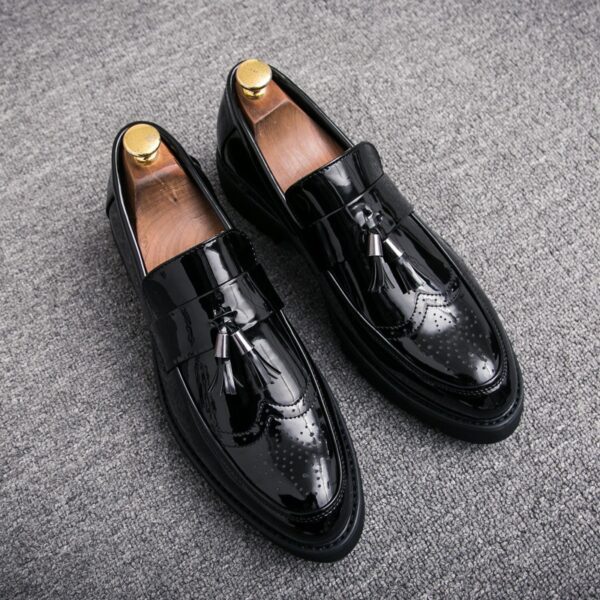 Men's British style casual leather shoes with foot covers and elevated leather shoes - Image 3
