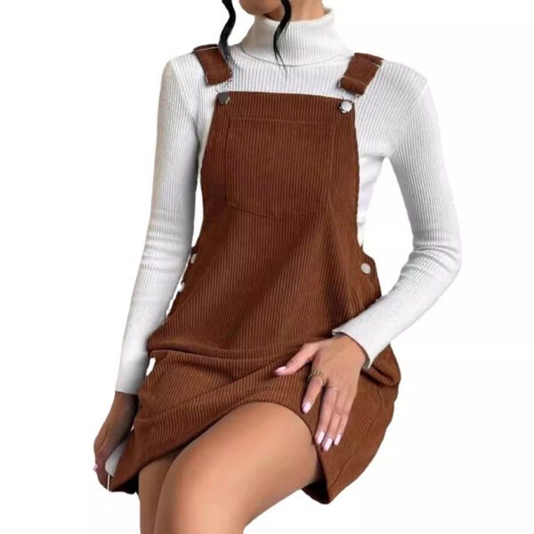Corduroy loose sleeveless slip dress Solid color slip dress - Image 5