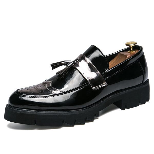 Men's British style casual leather shoes with foot covers and elevated leather shoes - Image 4