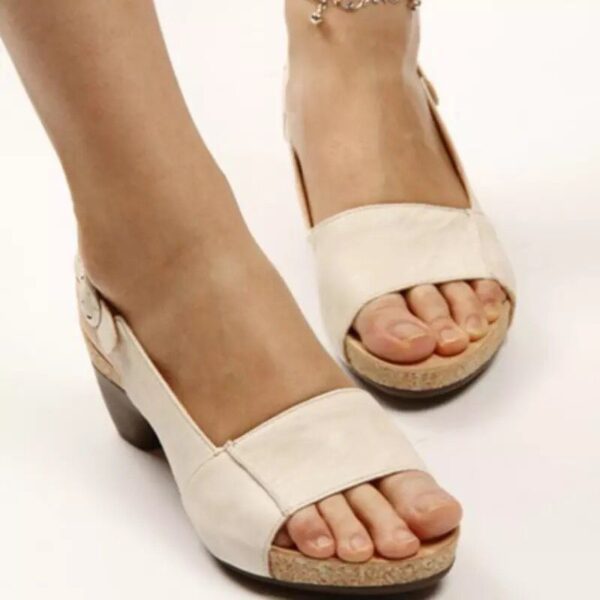 New Summer Medium Heel Thick Bottom Buckle Fish Mouth Sandals Womens Large Heels - Image 4