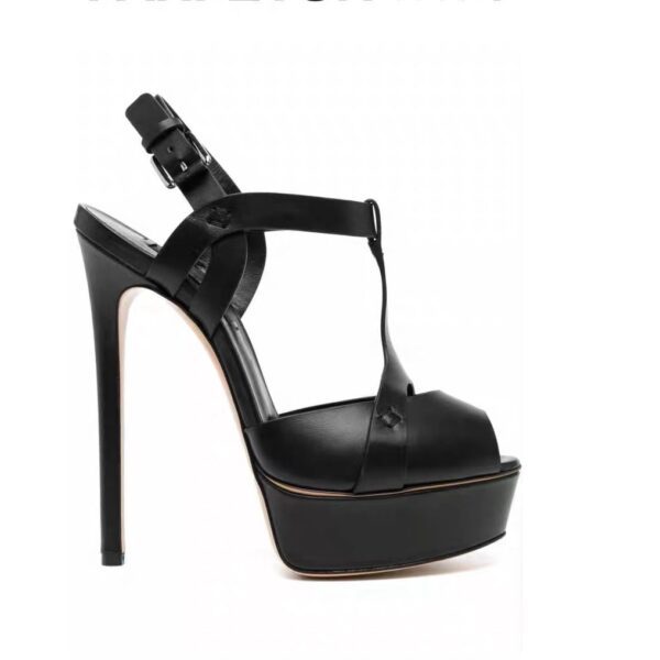 Cross Belt Leather Roman Sandals Womens Slim High Heels Platform High Heels Womens Sandals - Image 3