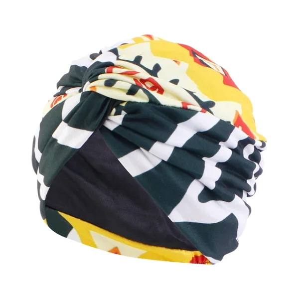 Women Muslim Bohemian style Cap Satin Linned Print Twist - Image 10