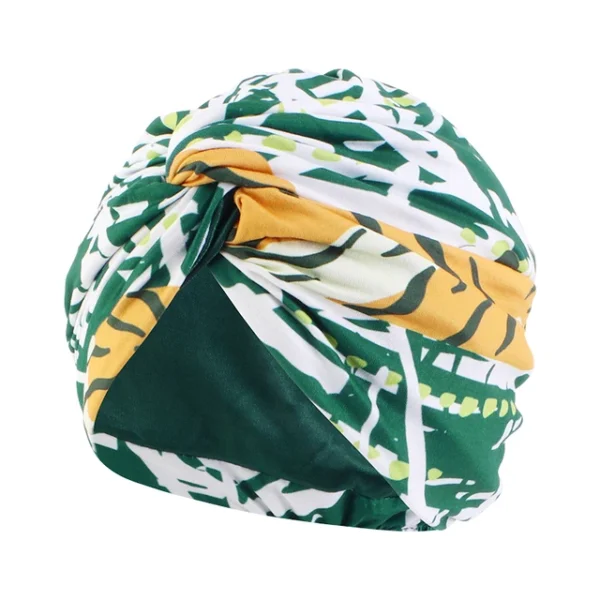 Women Muslim Bohemian style Cap Satin Linned Print Twist - Image 8